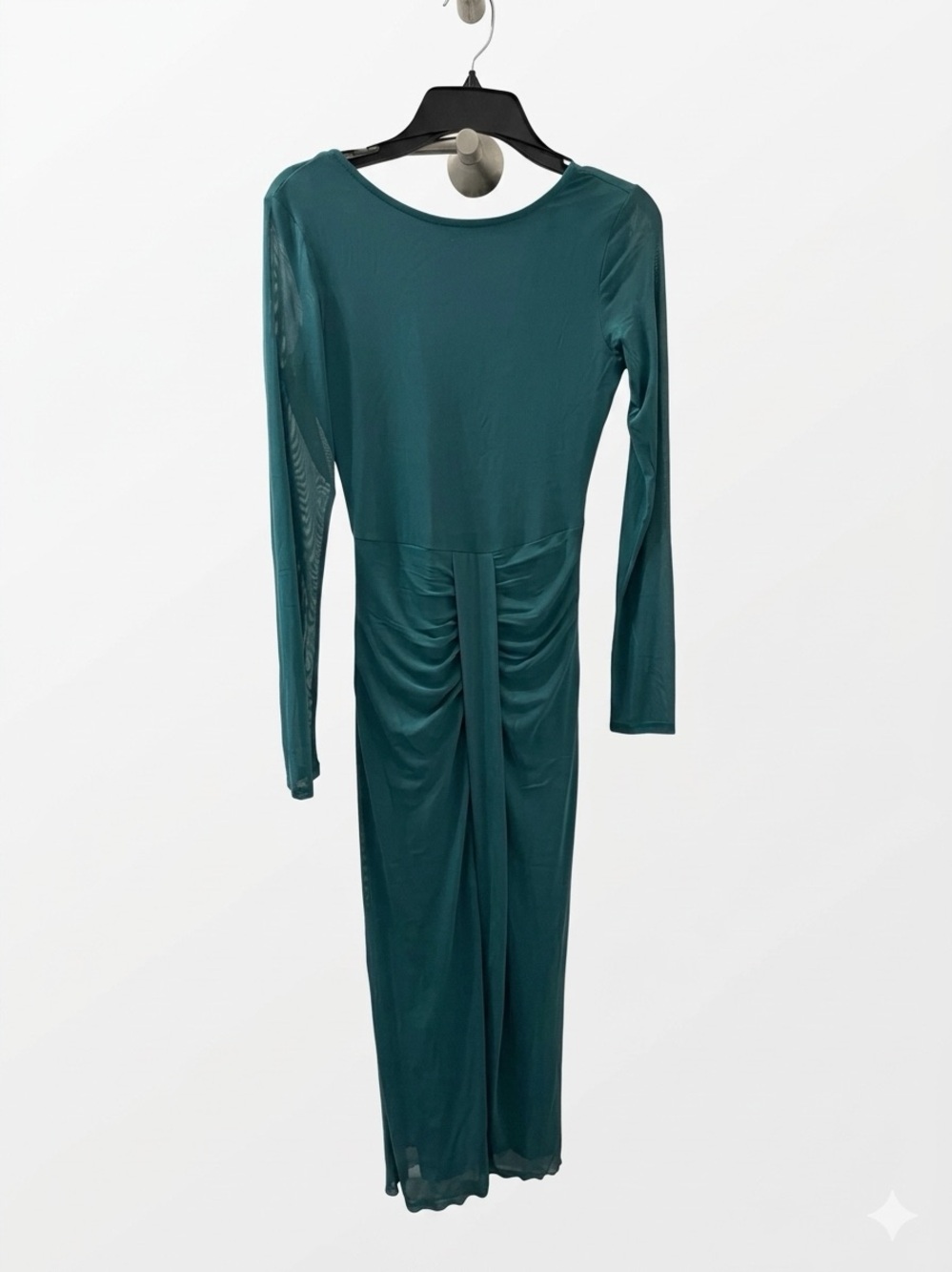 Source Unknown Teal Long Sleeve Ruched-Back Maxi Dress